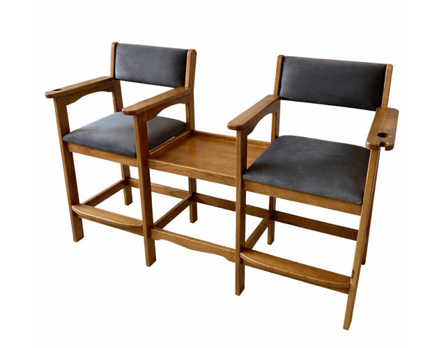 Кресло бильярдное двойное со столиком Premier Grey