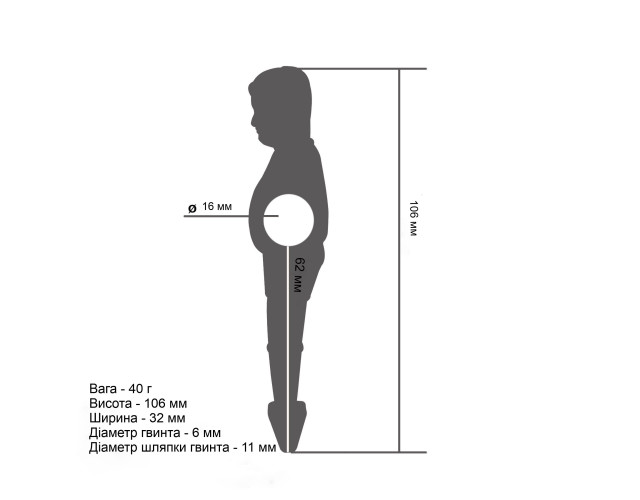 Футболіст для настільного футболу червоний 16мм Футболіст для настільного футболу червоний 16мм