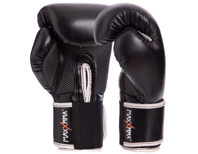Боксерський набір MaxxMMA Рукавички для боксу GBH01 12уніцій та шолом для боксу MaxxMMA GB01s L-XL чорний