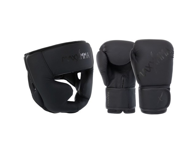 Боксерський набор MaxxMMA Перчатки для бокса GB10 10унций + Шлем для бокса GBH03 M черный Боксерський набор MaxxMMA Перчатки для бокса GB10 10унций + Шлем для бокса GBH03 M черный