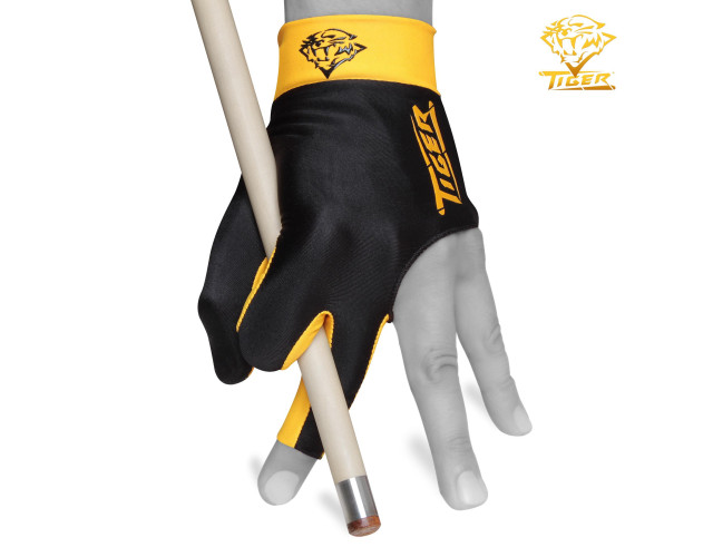 Рукавичка більярдна Tiger M чорна/жовта на ліву руку