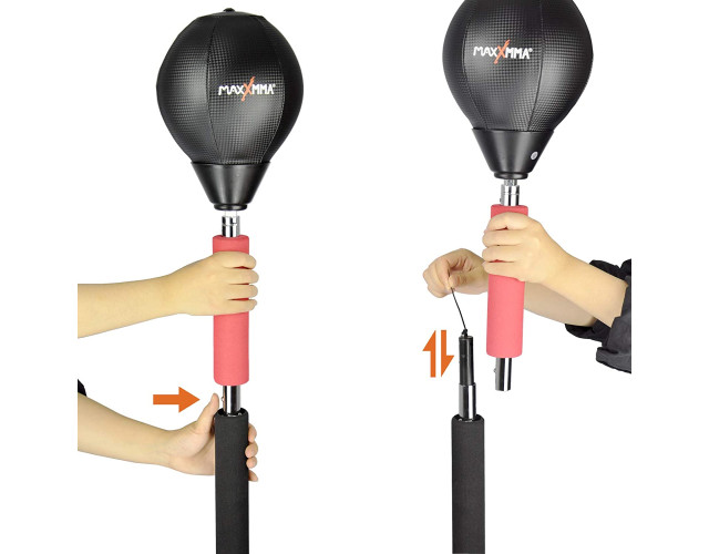 Груша для бокса скоростная напольная водоналивная с чехлом-утяжелителем и перчатками MAXXMMA RAB04