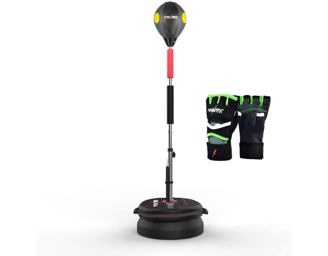 Груша для бокса скоростная напольная водоналивная с чехлом-утяжелителем и перчатками MAXXMMA RAB04
