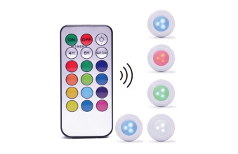 Світильники Magic Light точкові світлодіодні на батарейках та клейкій основі 5шт з пультом