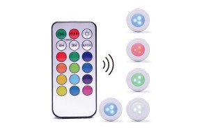 Светильники Magic Light точечные светодиодные на батарейках и клейкой основе 5шт с пультом